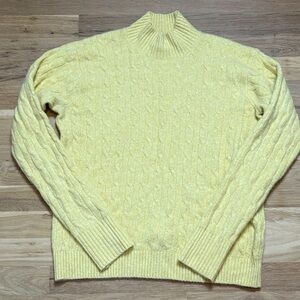 J. Crew Extra Soft Yellow Mock Neck Long Sleeve Cable Knit Sweater Women’s S